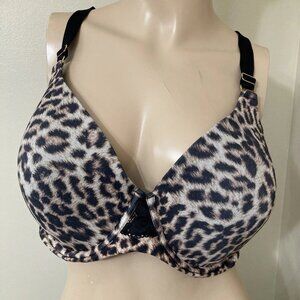 Soma Animal Print Embraceable Racerback Underwire Bra 32D Black Lace lined